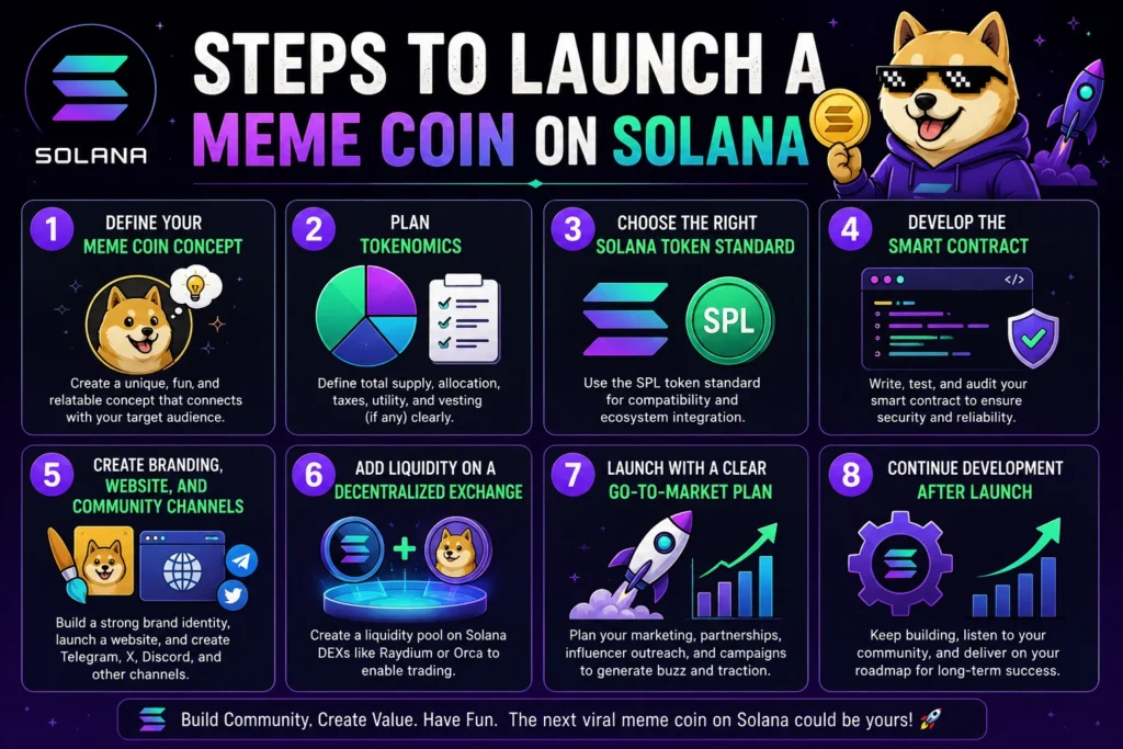 Steps to launch a meme coin on solana